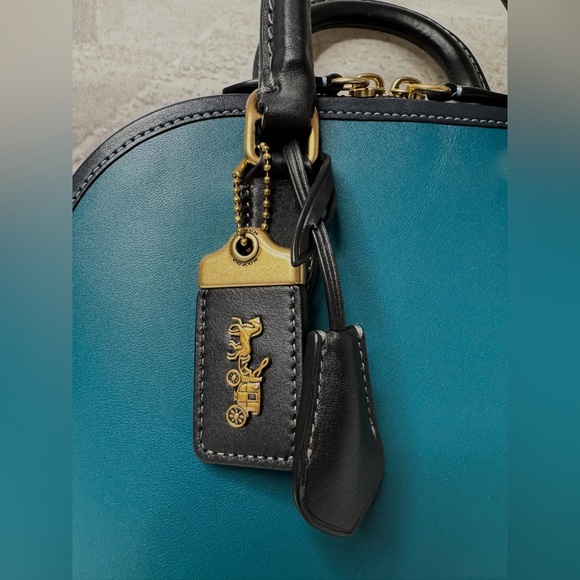 EUC Coach Revel Bag in Colorblock Glovetanned Leather Dark Turqouise CC412 - Picture 6 of 15